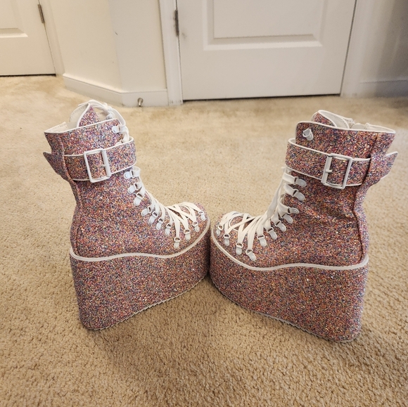 Sugar Coated Traitor Boots - Confetti Dolls Kill Size 9 Pink - Picture 5 of 7